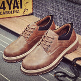 Leisure Leather Shoes Men's Classic Ankle Work Lace Up Brown Youth Casual Leather Tooling Mart Lion 5 7 