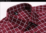 Shirt  Casual Men's Dress Shirt Slim Fit Plaid Shirt Long sleeve Mart Lion   