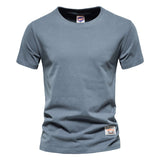Simple Cotton Men's T Shirt Casual Solid Color Short Sleeve Top Tees Summer
