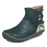 Winter Women Boots Ankle Flat Shoes Side Zipper Ladies Round Toe Female MartLion green 35 
