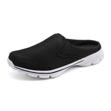 Summer Men's Sandals Mesh Breathable Beach Flip Flops Shoes Solid Flat Bath Slippers Light Casual Mart Lion Black 7 