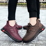 Winter Women's Snow Boots Plush Leather Couple Shoes Light Non-slip Warm Cotton Sneakers Middle-aged Sports Shoes MartLion   