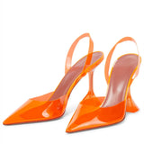 Transparent PVC Women Pumps Cup Heeled Summer Jelly Shoes Elegant High heels Party Prom MartLion Orange 44 