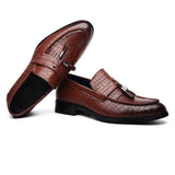 Men's Crocodile Grain classic Tessels Moccasins Genuine Leather Casual Loafers Flats Shoes Mart Lion   