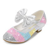 Girls Leather Shoes Princess Children round-Toe Soft-Sole Big girls High Heel Princess Crystal Single MartLion   