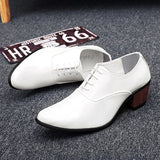 Men's Patent Leather Oxford Shoes Breathable Pointed Toe High Heels Formal Prom Dress Wedding Groom MartLion   