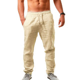 Men's 8 Colors Cotton Linen Pants Spring Autumn Breathable Solid Color Casual Linen Trousers Fitness Streetwear Mart Lion   