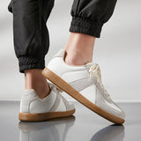 Men's Sneakers Lace Up Sports Shoes Walking Faux Nubuck Vucanize White Black Non-slip Mart Lion   