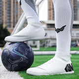 Men's Soccer Shoes Adult Kids TF/FG High Ankle Football Boots Grass Training Sport Cleats Footwear Classic Trend Sneaker Mart Lion   