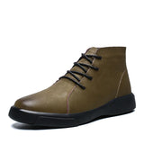 Winter Snow Lace-up Ankle Genuine Leather Warm Plush Men's Boots Autumn Outdoor Shoes MartLion khaki 39 
