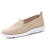 Autumn Loafers Flats Knitted Cotton Slip-on Luxury Shoes Women's Ballerina Ladies Footwear Elderly MartLion Khaki 36 