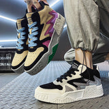 Retro Style Colors Suede Men's Platform Sneakers High Top Casual Shoes Superstar Sneakers chaussure plate forme Mart Lion   