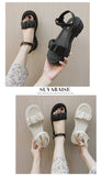 Muffin Platform Medium Heel Roman Sandals Women Summer Shoes Pure Color Casual Female Mart Lion   