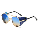 Steampunk Sunglasses Brand Design Metal Round Men's Women Vintage Punk UV400 Shades Oculos de sol MartLion 04  