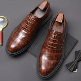 Shoes Men's Walking Crocodile Pattern Oxford Pointy Party Wedding Suit British Chic Flat Mart Lion   