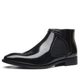 Chelsea Ankle Boots Dress Short Outdoor Leather Men's Shoes MartLion black 6 