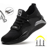 Safety Shoes Men's Steel Toe Cap Protective Work Outdoor Anti Smashing Puncture Proof  Sneakers MartLion black 38 