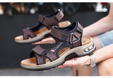Summer Men's Sandals Genuine Leather Slippers Gladiator Beach Soft Outdoors Wading Shoes Mart Lion   