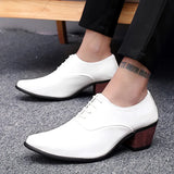 Men's Patent Leather Oxford Shoes Breathable Pointed Toe High Heels Formal Prom Dress Wedding Groom MartLion   