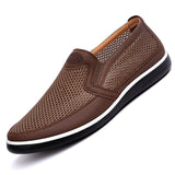 Summer Mesh Shoes Men's Slip-On Flat Sapatos Hollow Out Father Casual Moccasins Basic Espadrille Mart Lion 16 Coffee 5.5 