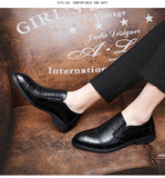 Derby Shoes Men's Korean Black Leather Slip MartLion   