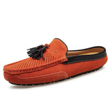 Summer Tassel Half Shoes Men's Lazy Suede Leather Slippers Loafers Green MartLion Orange 7 