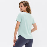 Women Crop Top Yoga Solid Short Sleeve Sport T-Shirt Loose Fitness Top Gym Seamless Basic Casual Running Top Training Shirt Mart Lion   