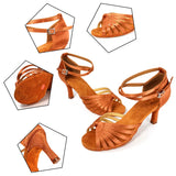 Dancing Shoes For Women Ballroom Latin Salsa Woman Girls Ladies Tango Black Beige Brown 5/7CM Heel MartLion   