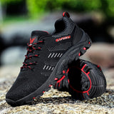 Men's Soft Outdoor Casual Shoes Summer Breathable Mesh Sneakers Black Hiking Footwear Trial Running Mart Lion   