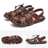 Summer Men's Sandals Slip-on Slippers Breathable Leather Beach Casual Shoes Mart Lion   