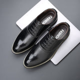 Men's British Retro Carved Brogue Shoes Lace-up Leather Dress Office Wedding Party Oxfords Flats Mart Lion   