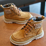 Autumn Winter Genuine Leather Boots Children High-top Boys Warm Snow Girls Cotton Shoes Warm Under -15℃ MartLion   