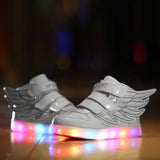 JawayKids Children Glowing Shoes with wings for Boys and Girls LED Sneakers with fur inside fun USB Rechargeable MartLion White 1 