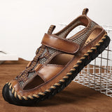 Men's Brand Genuine Leather Summer Casual Flat Sandals Roman Beach Footwear Sneakers Low Wedges Shoes Mart Lion   