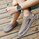 Summer Handmade Weaving Men's Sandals Design Outdoor Casual Beach Breathable Soft Non-slip Mesh Slippers MartLion   