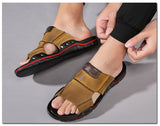 flip flops Men's Slippers Home Sandals Genuine Leather Print Summer Shoes Comfort Beach Mart Lion   