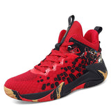 Non-slip Basketball Shoes Men's Air Shock Outdoor Trainers Light Sneakers Young Teenagers High Boots Basket Mart Lion Red black 38 