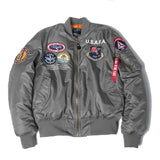 vintage pilot bomber flight jacket us air force top gun men's winter army USN MA1 USMC embroidery MartLion GRAY XXS 