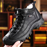 Men's Snow Boots Winter Warm Leather High Shoes wool Retro Casual Boots Hombre MartLion   