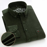 100% Cotton Corduroy Shirt Men's Casual Long Sleeve Regular Fit Dress Pocket Mart Lion DXR-07 38 165CM 50KG 