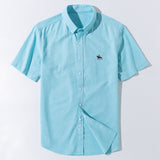 short sleeve 100% cotton oxford soft regular fit summer men's casual shirts Mart Lion   