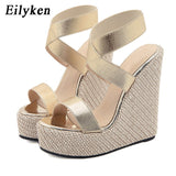 Trends Platform Wedges Sandals For Women Summer Street Style High Heels Casual Party Dress Female Shoes Mart Lion Golden 35 
