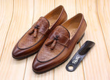 Men's Tassel Loafers Genuine Leather Luxury Slip on Dress Shoes Party Wedding Casual MartLion   