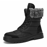 Brand Winter Men's Snow Boots Warm Plush Waterproof Leather Ankle Outdoor Non-slip Hiking Sneakers Mart Lion 17 Black 6.5 
