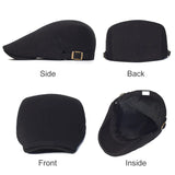  Cotton Adjustable Newsboy Caps Men's Woman Casual Beret Flat Ivy Cap Soft Solid Color Driving Cabbie Hat Unisex Black Gray Hats MartLion - Mart Lion