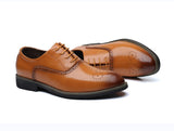 Men's British Retro Carved Brogue Shoes Lace-up Leather Dress Office Wedding Party Oxfords Flats Mart Lion   