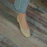 Genuine Leather Women Shoes Butterfly-knot Spring and Autumn Pumps Slip-On Casual Chunky Heel MartLion   