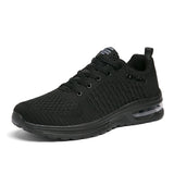 Trendy Black Green Air Sneakers Men's Shoes Non Slip Air Cushion Trainers Couple Flying Weaven Casual Mart Lion All Black -9018 36 