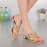 Sliders Shoes Women Summer Footwear Low Heel Silver Rhinestone Gold MartLion   