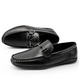 Men's genuine leather loafers luxury summer footwear hollow out breathable casual shoes real cow skin moccasin Mart Lion black 36 